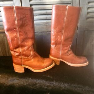 Vintage 1970's Frye Brown Campus Leather Boots Size 7D